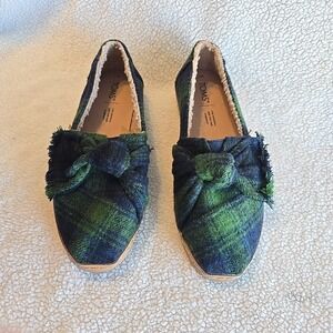 Toms Plaid Alpargata Women's Shoes Size 7 Blue Green Plaid Slip-on